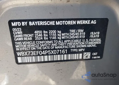 2023 BMW X1 xDrive28I z USA, uszkodzony, nr VIN WBX73EF04P5X07161